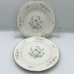 SET OF 4 Liling Fine China Yung Shen 7.5” Salad Plate Jade Tree Floral Gold